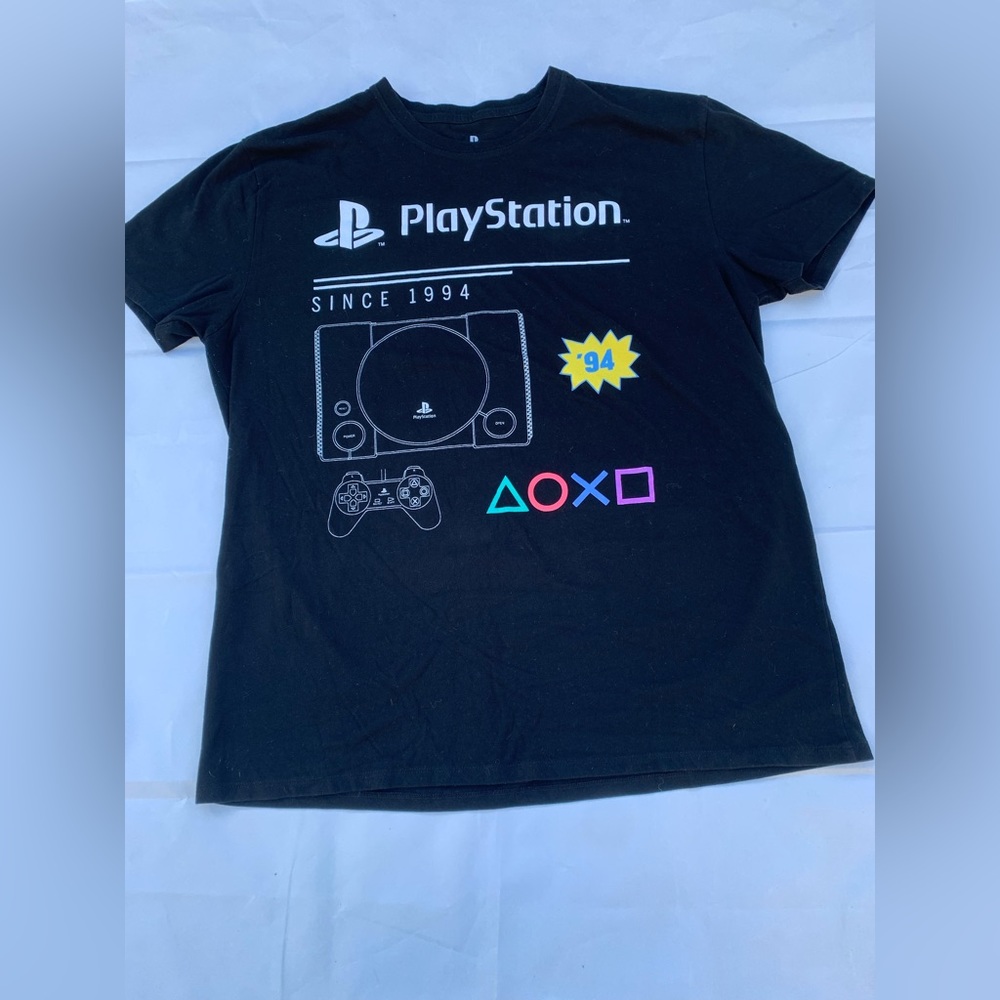 Playstation T-Shirt Men's 2XL Short‎ Sleeve Crew Neck Graphic Black
